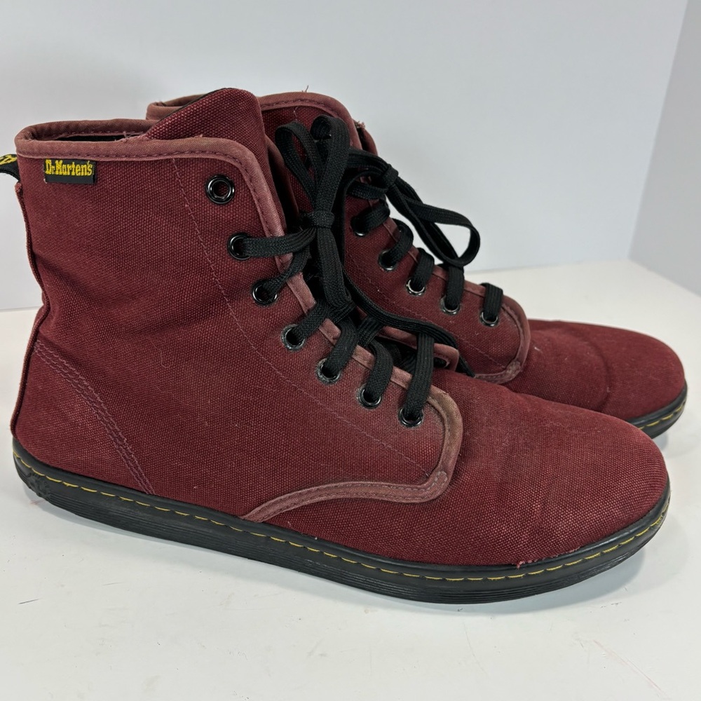 Dr Martens Shoreditch Canvas Boots Men Sz 10/W 12-Burgundy Color Lace Up Utility - Picture 4 of 8